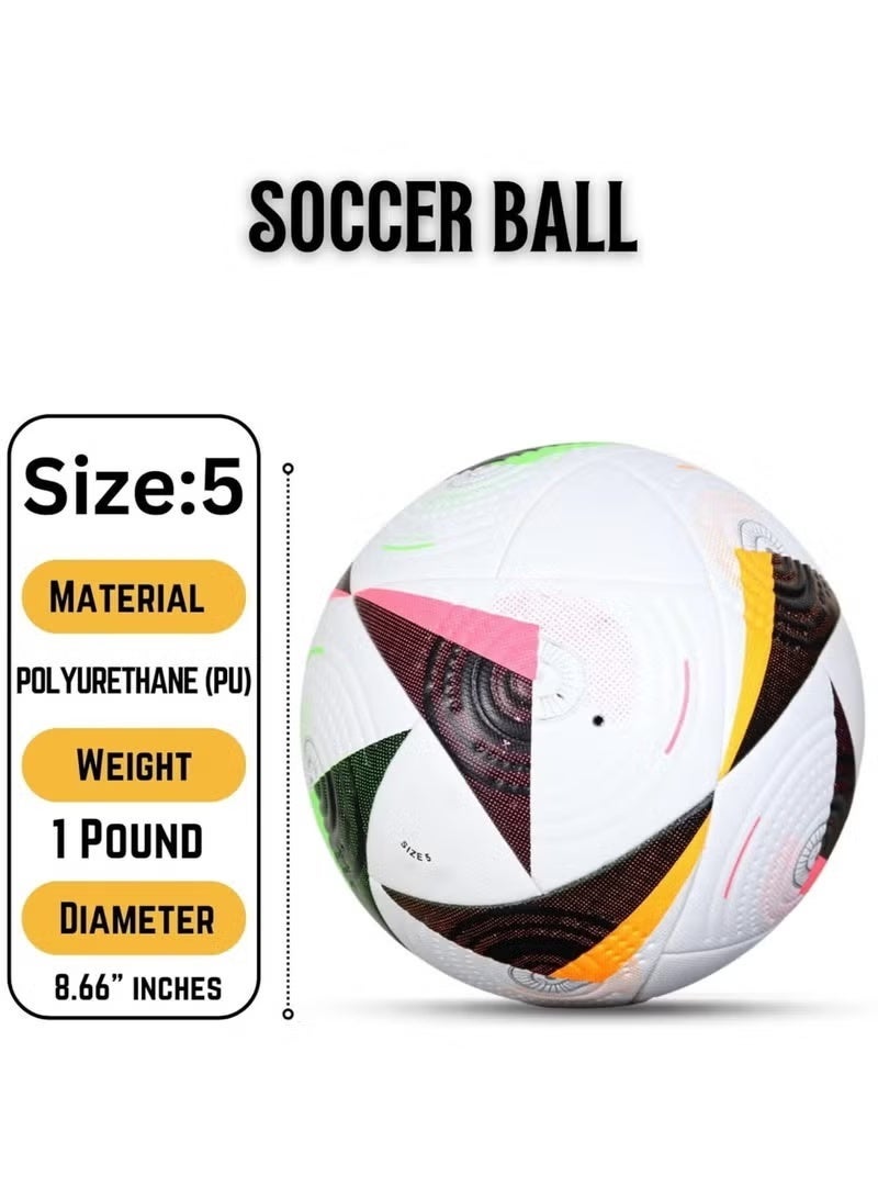 إي وورلد كرة قدم بريميوم 2024، كرة احترافية للكبار والأطفال، بتصميم ملحوم حراريًا مستوحى من يورو 2024، متوفرة بحجم 5 - Image 2